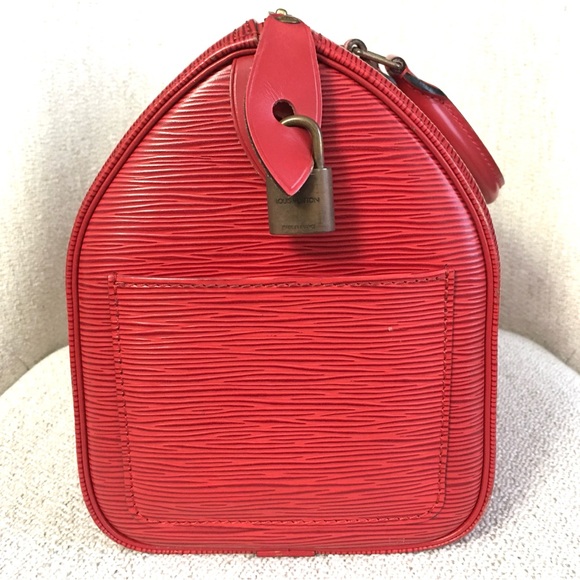 Authentic Louis Vuitton Speedy 25 bag red leather - Picture 6 of 16